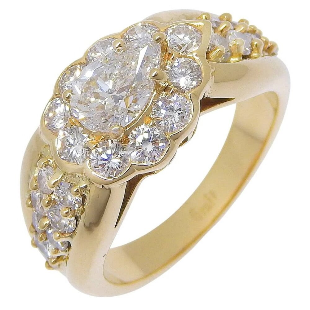 GRAFF Pear shape Ring K18 yellow gold/diamond #6.2(US Size) 7.8g Women